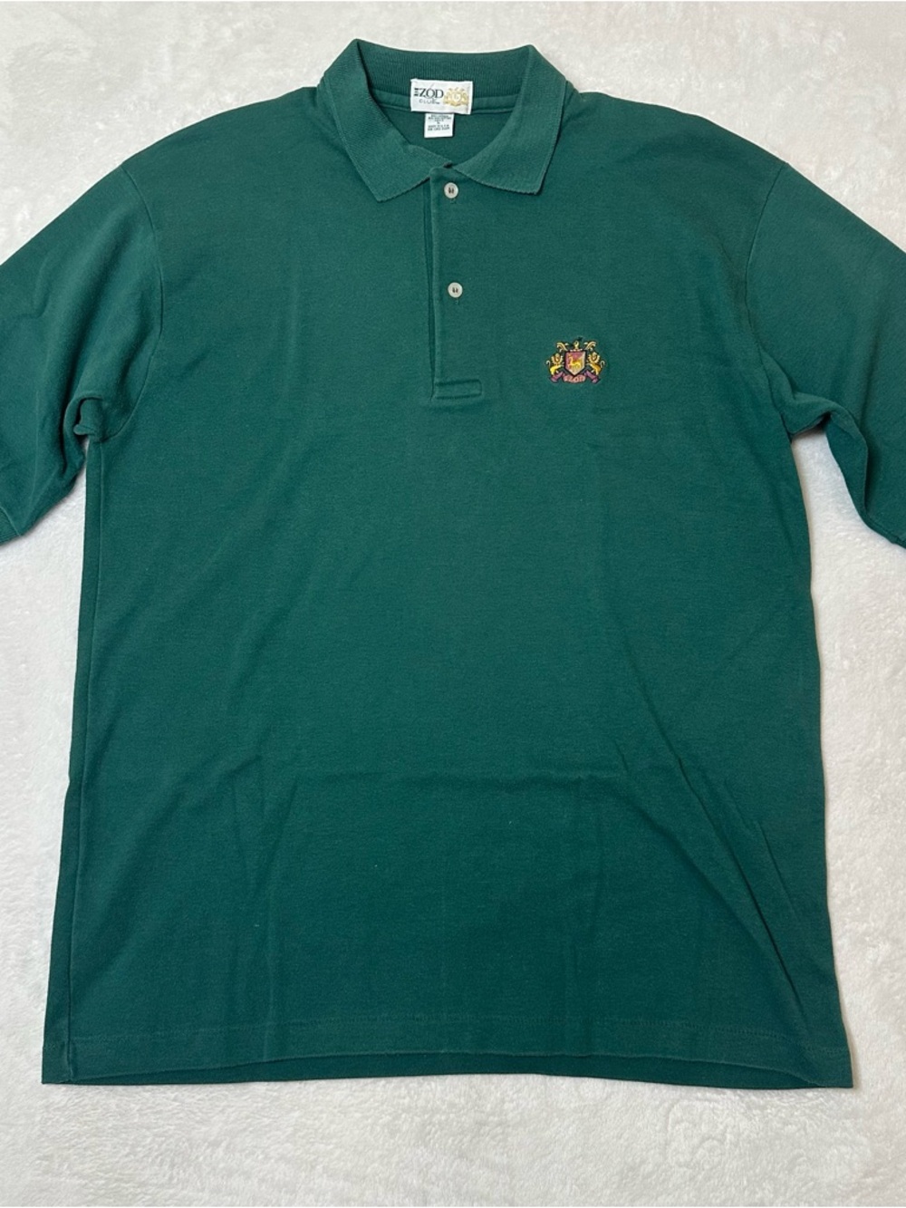 VTG Izod Polo Shirt Mens Large Green Made In USA Golf Workwear Crest Logo